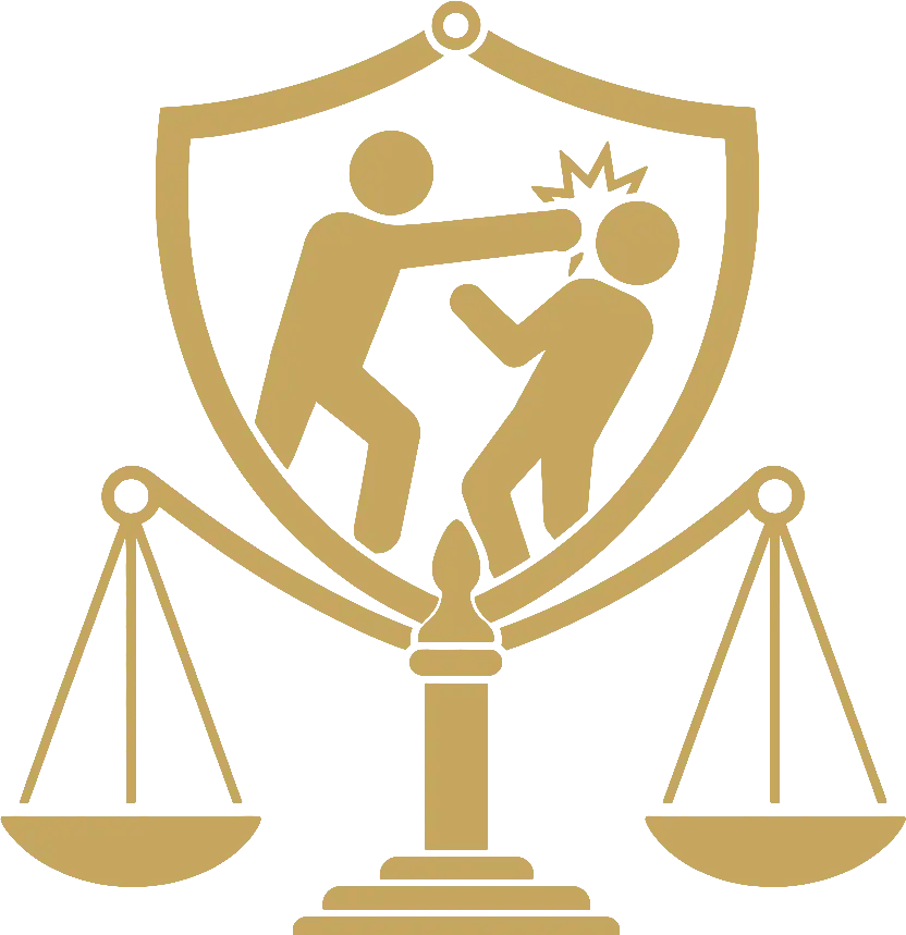 Gold scales of justice icon for Assault and Domestic Violence defense